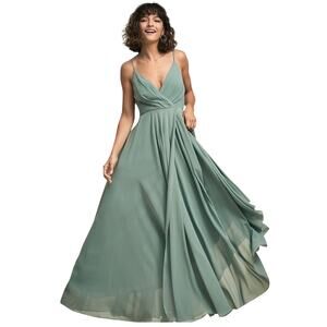 BHLDN Eva Maxi Dress Sage Green Bridesmaid Formal Spaghetti Strap S